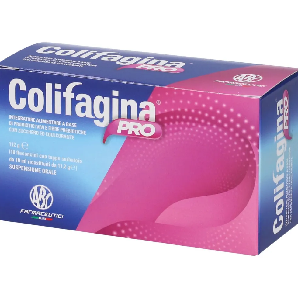 ABC Farmaceutici Colifagina Pro - integratore probiotico simbiotico, 10 flaconcini