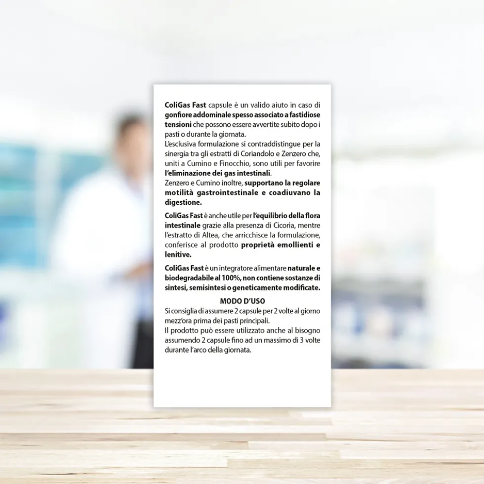 Aboca Coligas Fast Integratore Gas e Gonfiore Intestinali Apparato Gastrointestinale, 30 Capsule