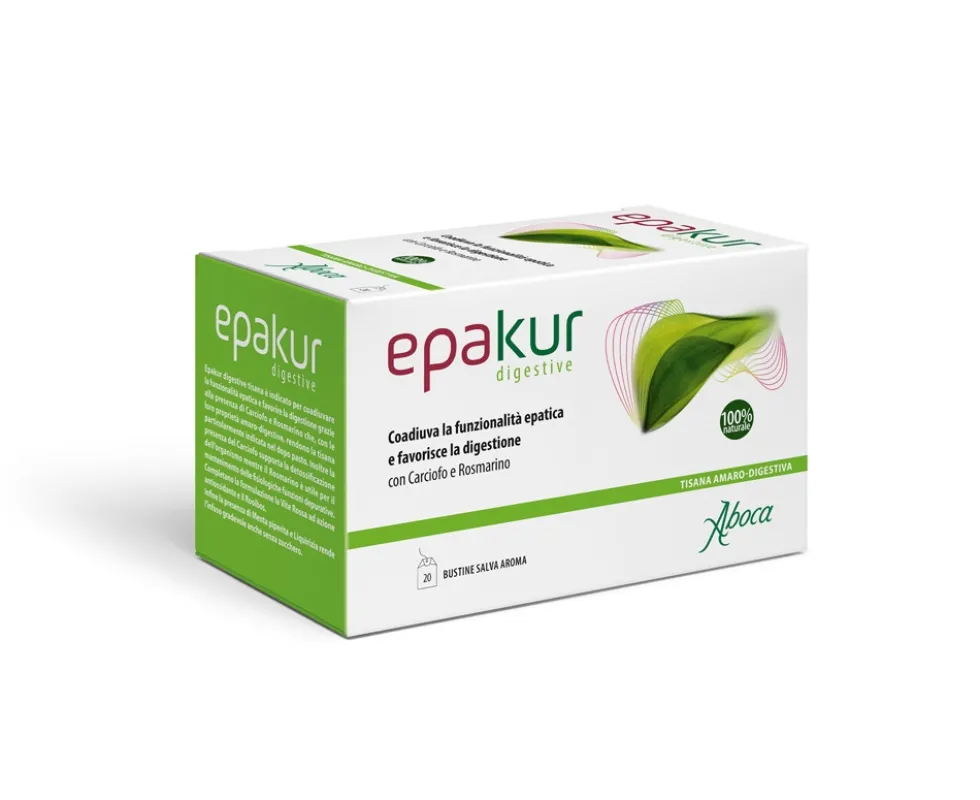 Aboca Epakur Digestive Tisana Integratore Salute del Fegato e Digestione Depurazione e Vie Urinarie, 20 Bustine