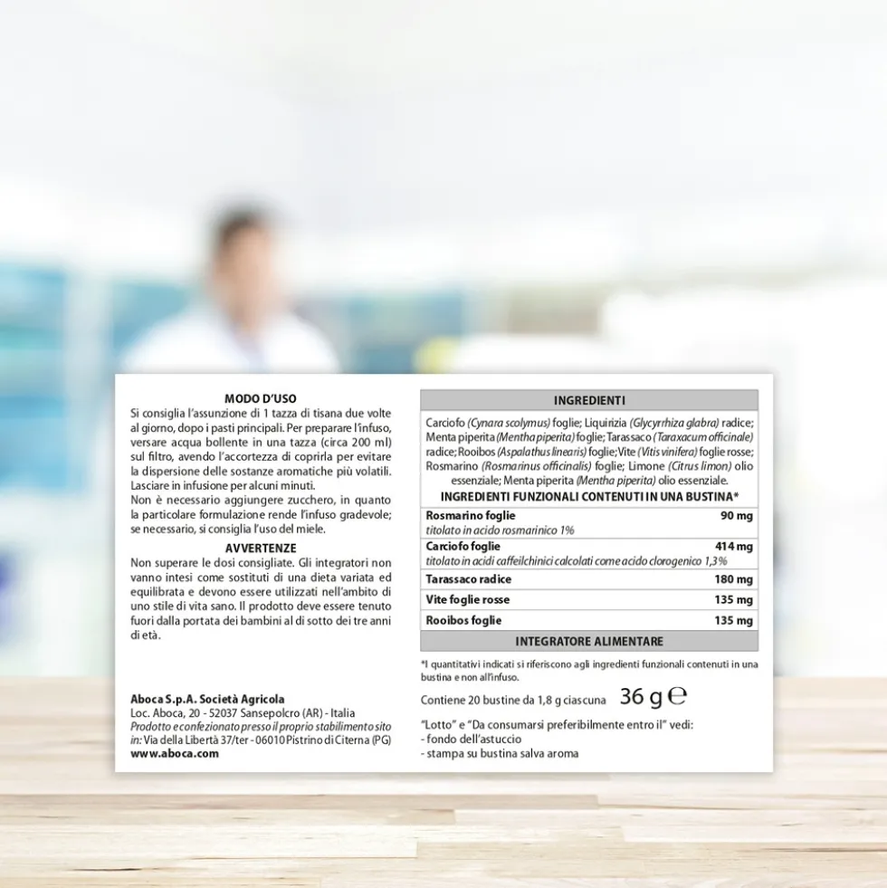 Aboca Epakur Digestive Tisana Integratore Salute del Fegato e Digestione Depurazione e Vie Urinarie, 20 Bustine