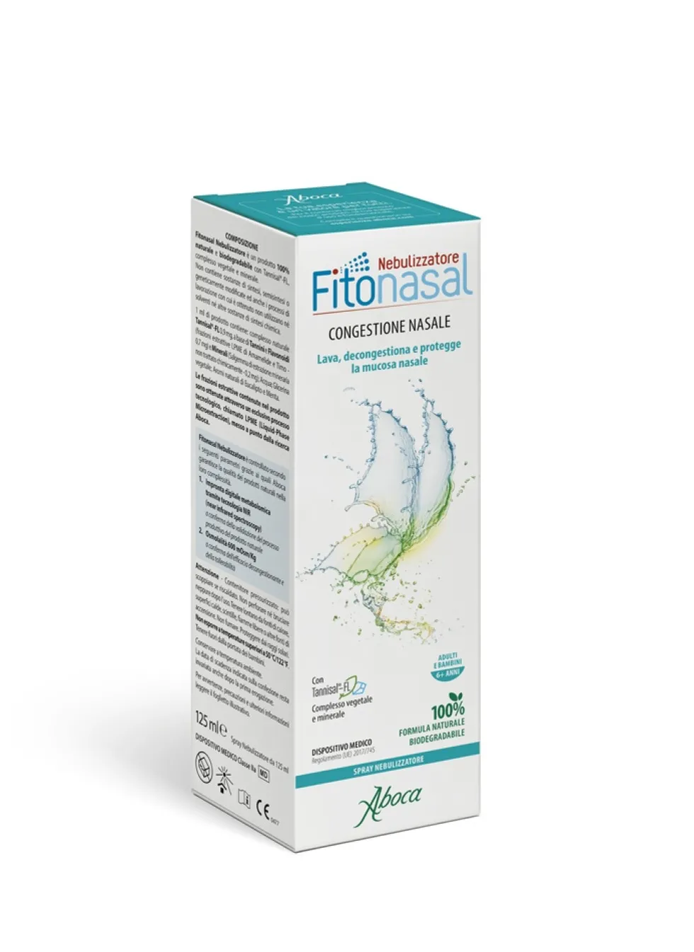 Aboca Fitonasal Adulti Nebulizzatore Dispositivo Medico Congestione Irritazione e Igiene Naso Vie Respiratorie, 125ml