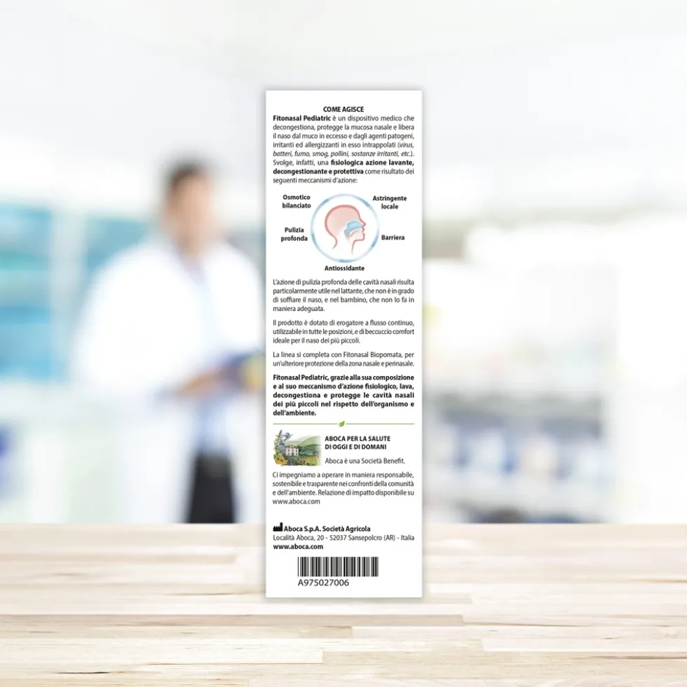 Aboca Fitonasal Pediatric Spray Dispositivo Medico Congestione Irritazione e Igiene Naso Vie Respiratorie, 125ml