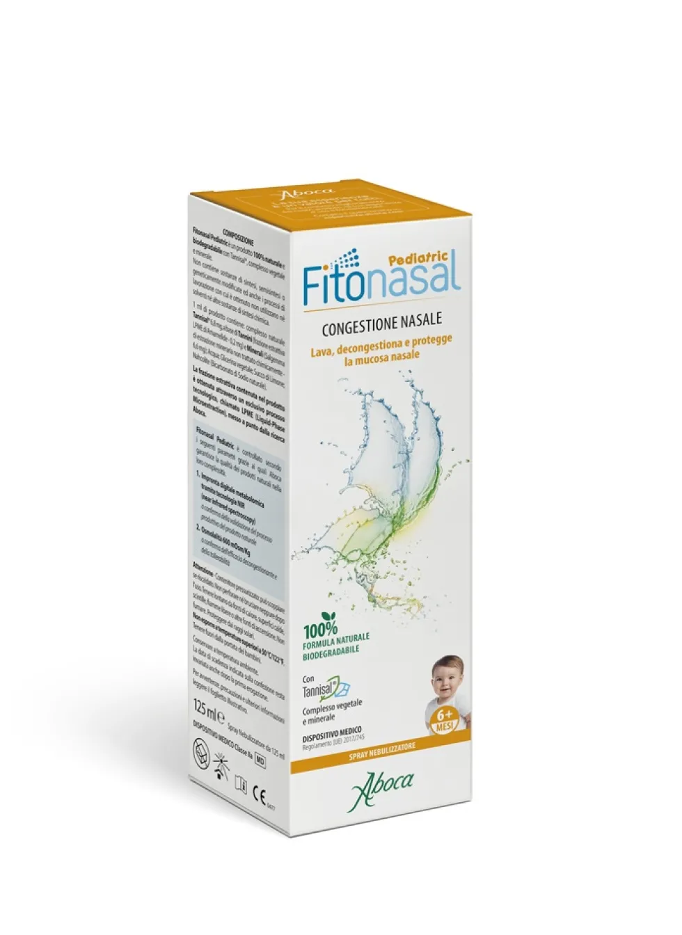 Aboca Fitonasal Pediatric Spray Dispositivo Medico Congestione Irritazione e Igiene Naso Vie Respiratorie, 125ml