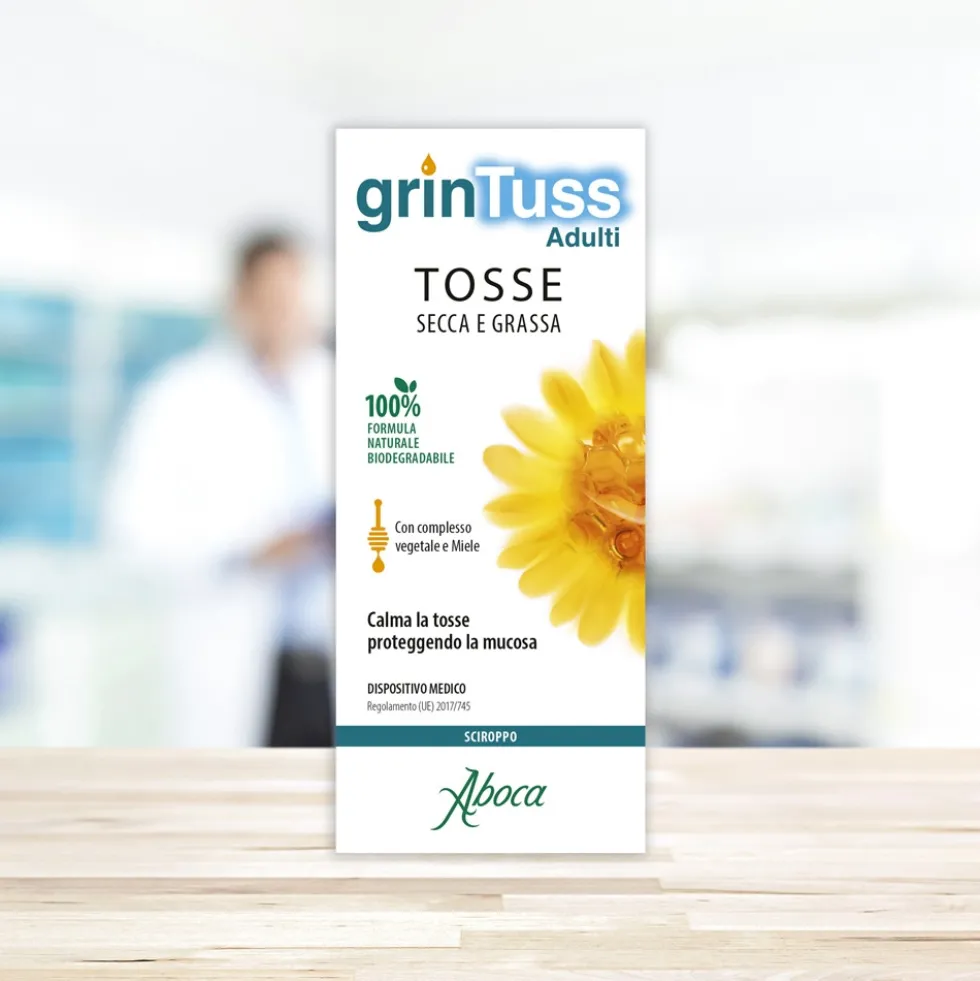 Aboca Grintuss Adulti Sciroppo Dispositivo Medico Tosse e Benessere Vie Respiratorie, 180g