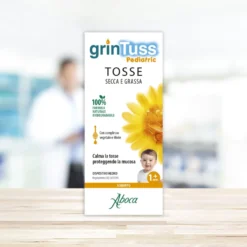 Aboca Grintuss Pediatric - Sciroppo per la tosse secca e grassa nei bambini, flacone da 180 g