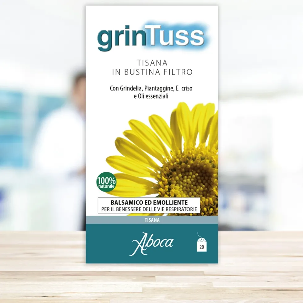 Aboca Grintuss Tisana Integratore Tosse e Benessere Vie Respiratorie, 20 Bustine