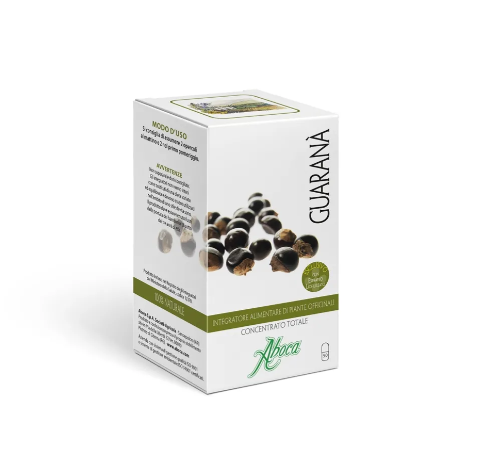 Aboca Guaranà Concentrato Totale Integratore Monoconcentrato Tono e Memoria, 50 Opercoli