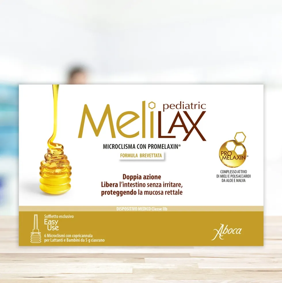 Aboca Melilax Pediatric - Microclismi per la stipsi di bambini e lattanti, 6 pezzi da 5 g