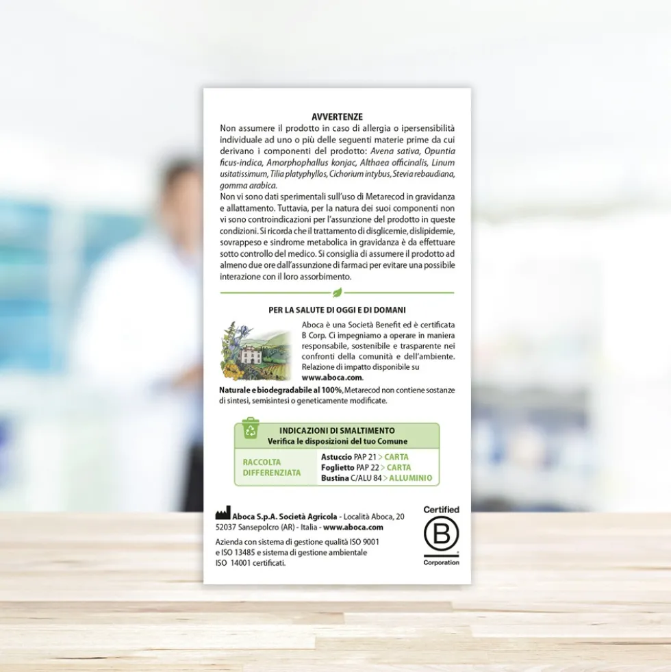 Aboca Metarecod - Dispositivo medico per la sindrome metabolica, 40 bustine granulari da 2,5 g