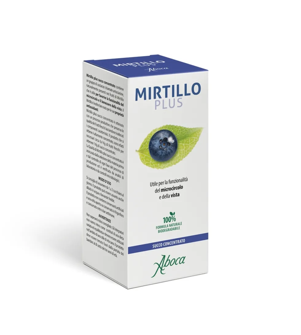 Aboca Mirtillo Plus Succo Concentrato Integratore Microcircolo Vista Occhi, 100ml