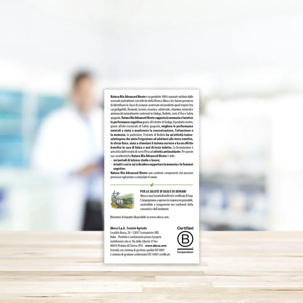 Aboca Natura Mix Advanced Mente Integratore Mente Tono e Memoria, 50 Capsule