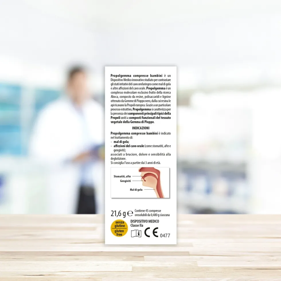 Aboca Propolgemma Bambini Dispositivo Medico Mal di Gola e Cavo Orale Vie Respiratorie, 45 Compresse Orosolubili
