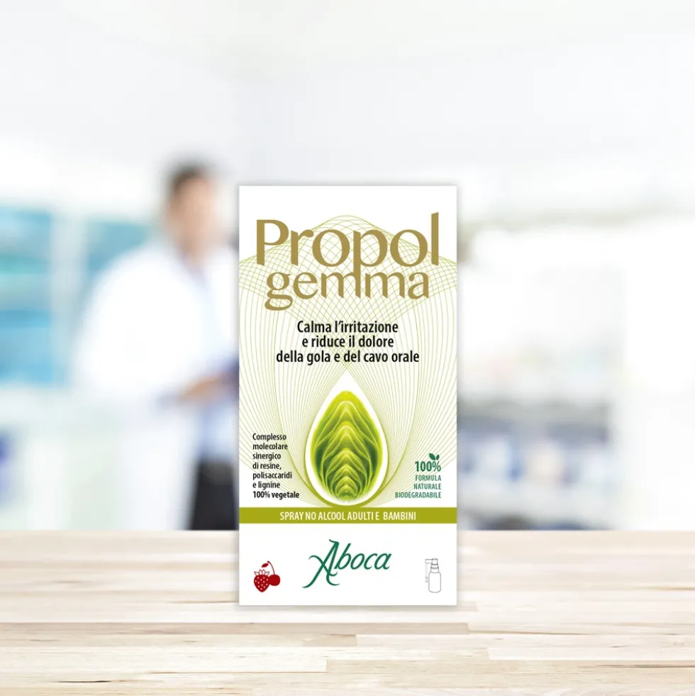 Aboca Propolgemma Spray No Alcool Adulti e Bambini Dispositivo Medico Mal di Gola e Cavo Orale Vie Respiratorie, 30ml