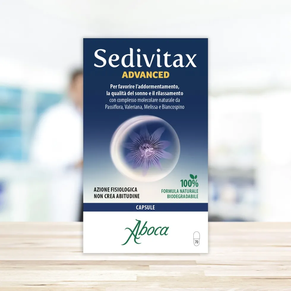 Aboca Sedivitax Advanced Integratore Disturbi del Sonno Sonno e Serenità, 70 Capsule