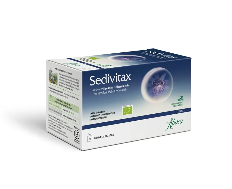 Aboca Sedivitax Tisana Integratore Disturbi del Sonno Sonno e Serenità, 20 Bustine