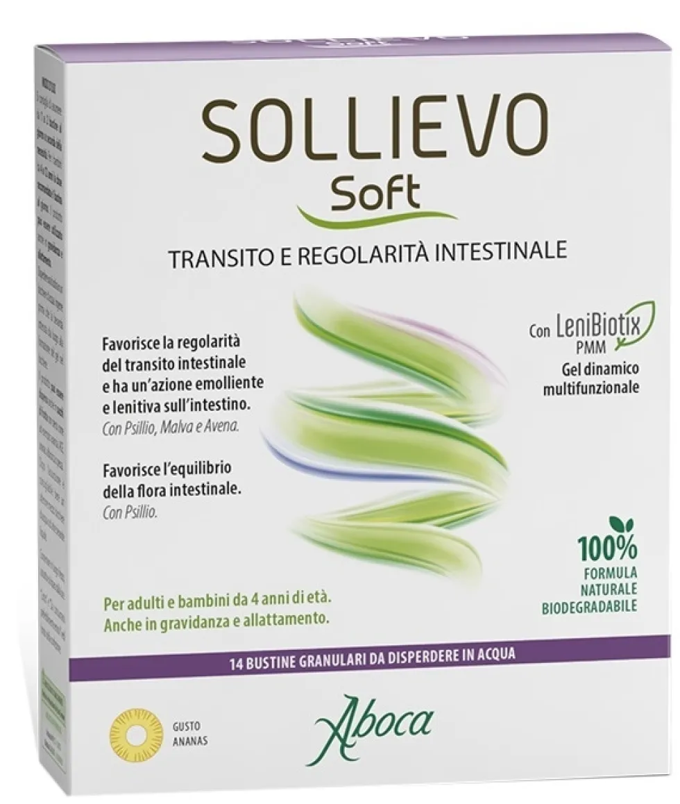 Aboca Sollievo Soft Integratore per la regolarità del transito intestinale, 14 bustine