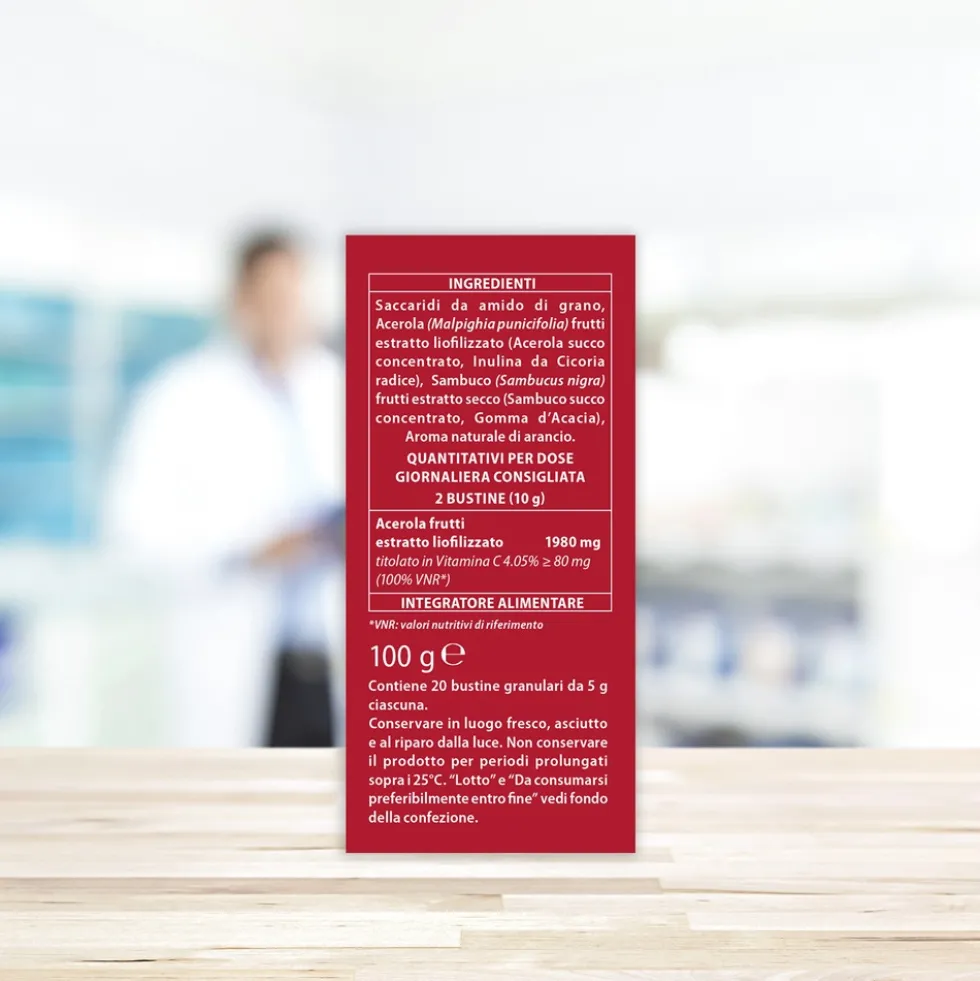 Aboca Vitamin C Naturcomplex Integratore Difese Immunitarie Tono e Memoria, 20 Bustine
