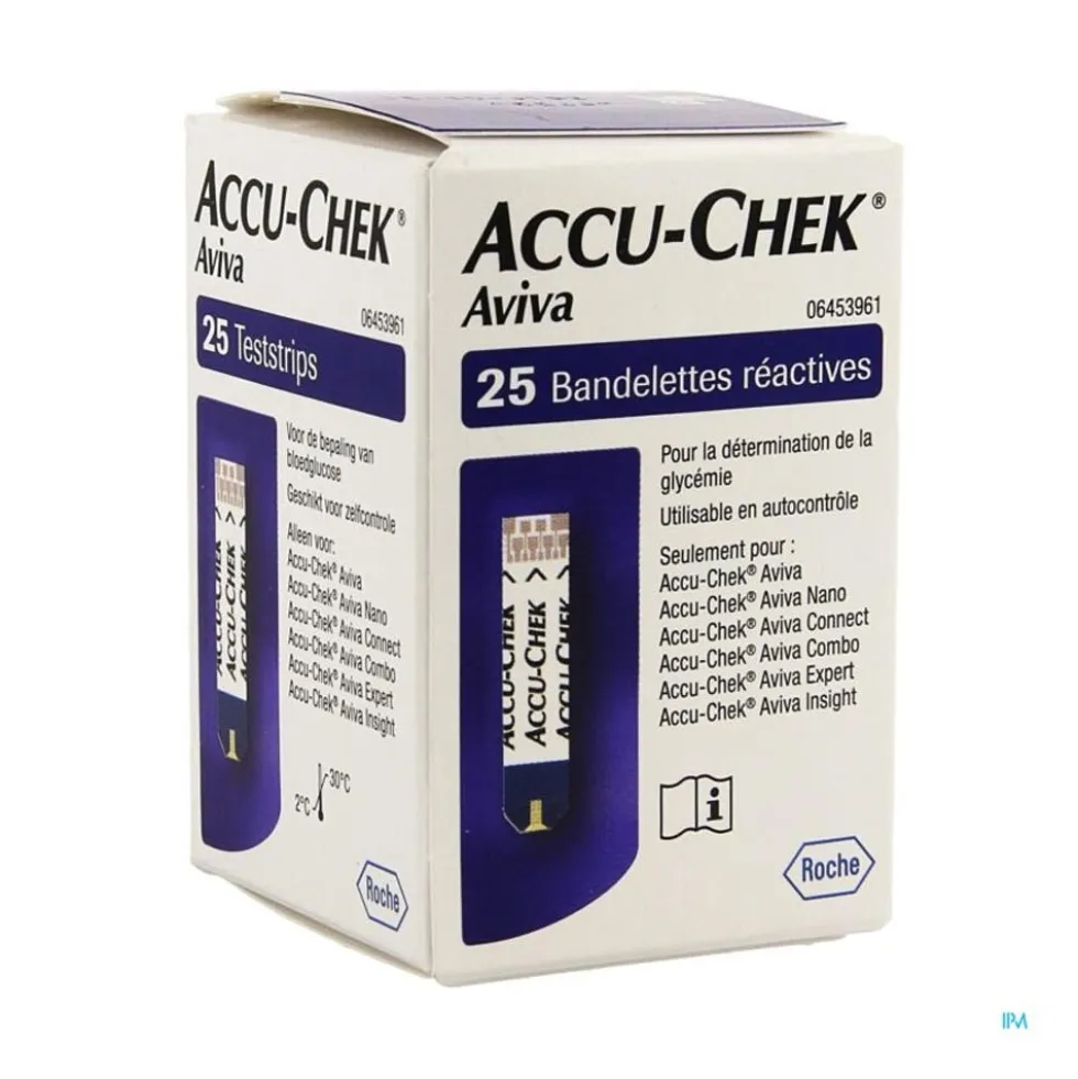Accu-Chek Aviva - Strisce reattive per l'autocontrollo della glicemia, 25 strisce