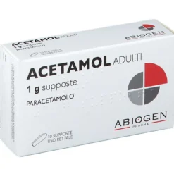 Acetamol Adulti 1g Paracetamolo Supposte Febbre e Dolore, 10 Supposte