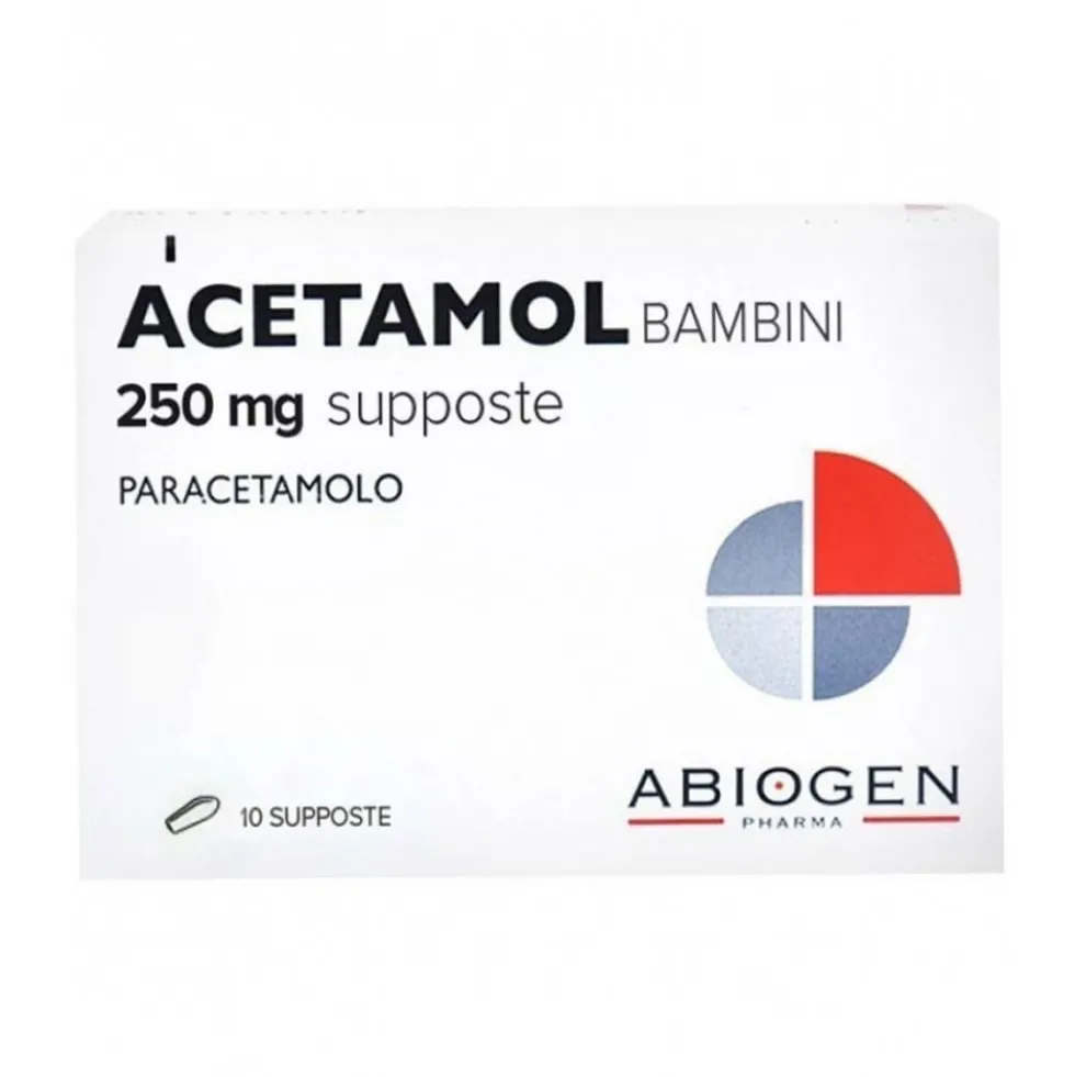 Acetamol Bambini 250mg Paracetamolo Supposte Febbre e Dolore, 10 Supposte