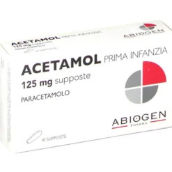 Acetamol Prima Infanzia 125mg Paracetamolo Sipposte Febbre e Dolore, 10 Supposte