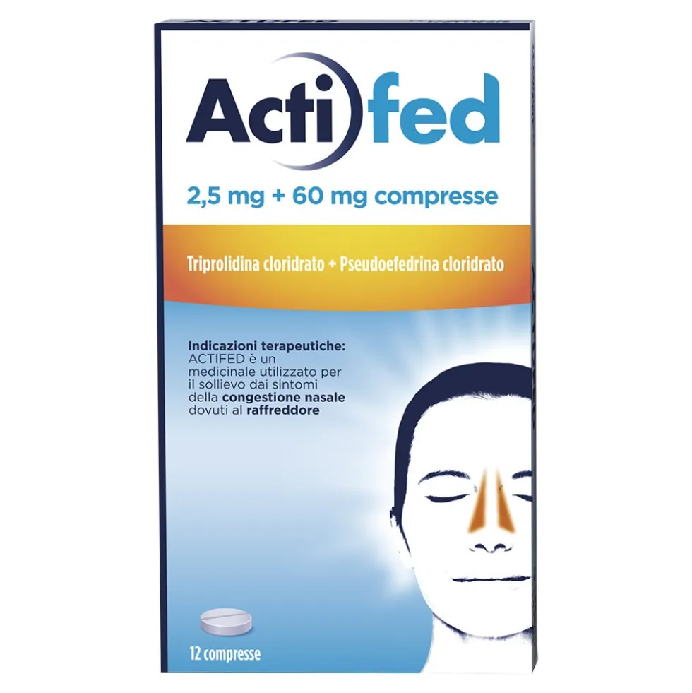 Actifed 2,5 mg Congestione Nasale e Raffreddore, 12 Compresse