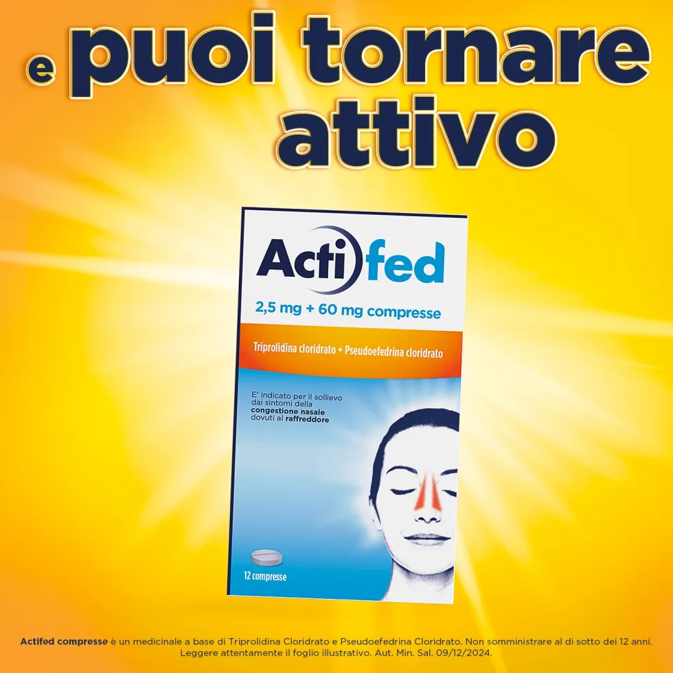 Actifed 2,5 mg Congestione Nasale e Raffreddore, 12 Compresse