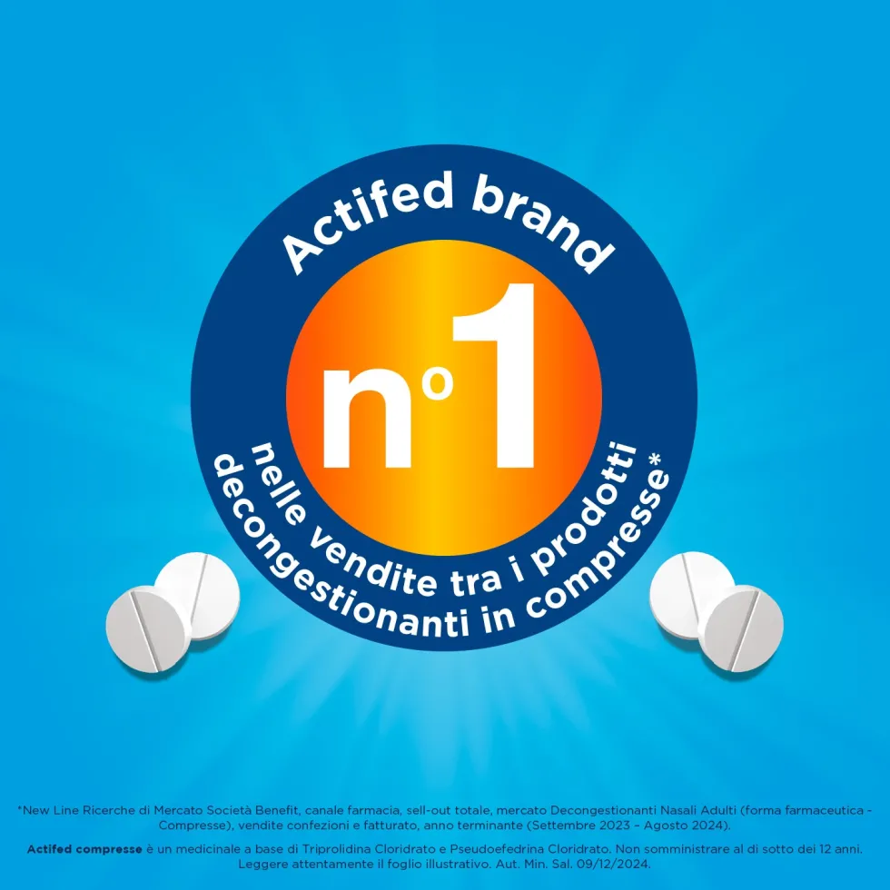 Actifed 2,5 mg Congestione Nasale e Raffreddore, 12 Compresse