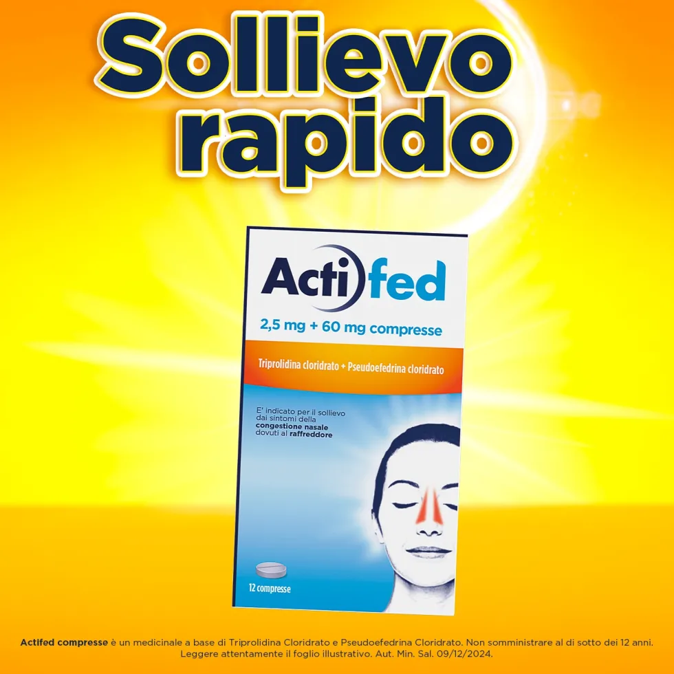 Actifed 2,5 mg Congestione Nasale e Raffreddore, 12 Compresse