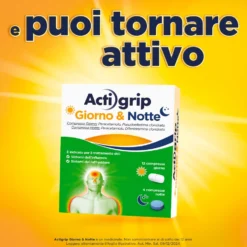 Actigrip Giorno e Notte per Raffreddore Febbre e Influenza, 12+4 Compresse