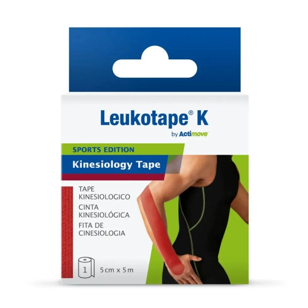 Actimove Leukotape K Tape Kinesiologico 5cm x 5 m colore Rosso, 1 pezzo