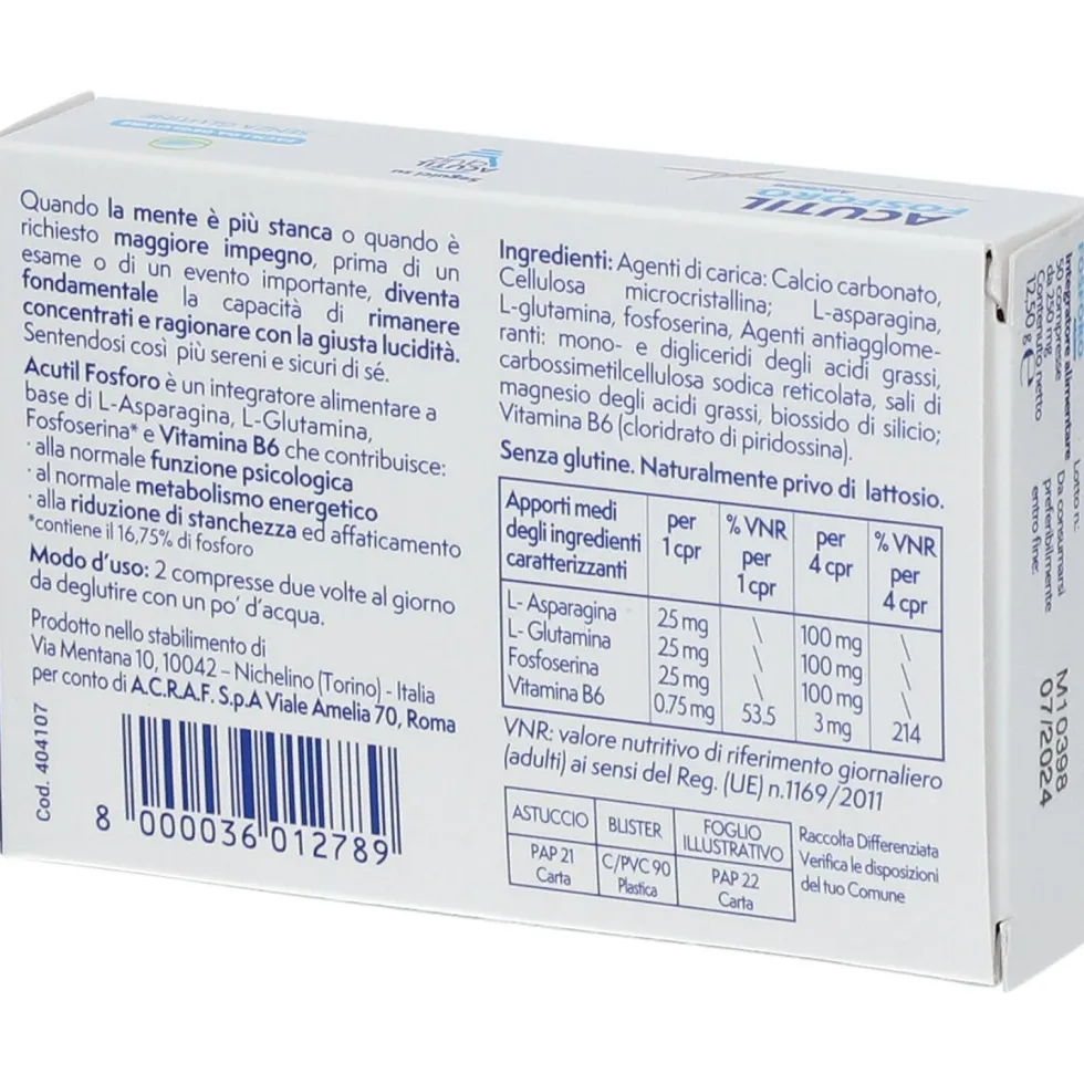 Acutil Fosforo Advance - Integratore alimentare per la memoria e la concentrazione, 50 compresse