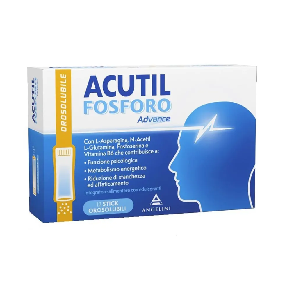 Acutil Fosforo Advance - Integratore alimentare per la concentrazione, 12 stick orosolubili