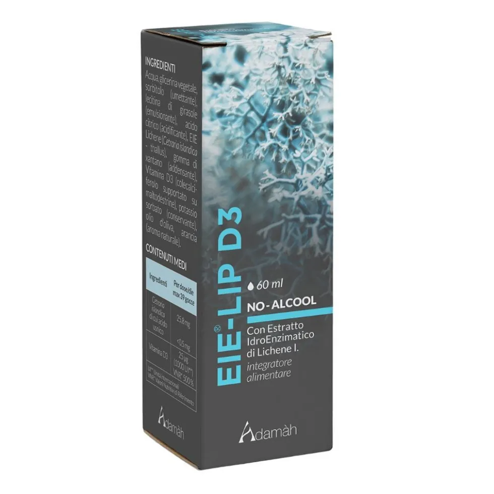 Adamàh EIE LIP D3 Integratore Alimentare Estratto IdroEnzimatico di Lichene, 60ml