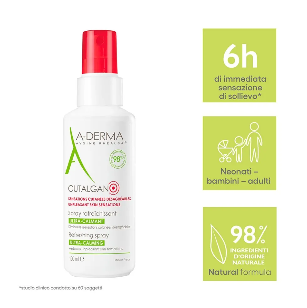 A-Derma Cutalgan - Spray Rinfrescante Ultra Lenitivo Bambini Adulti, 100ml