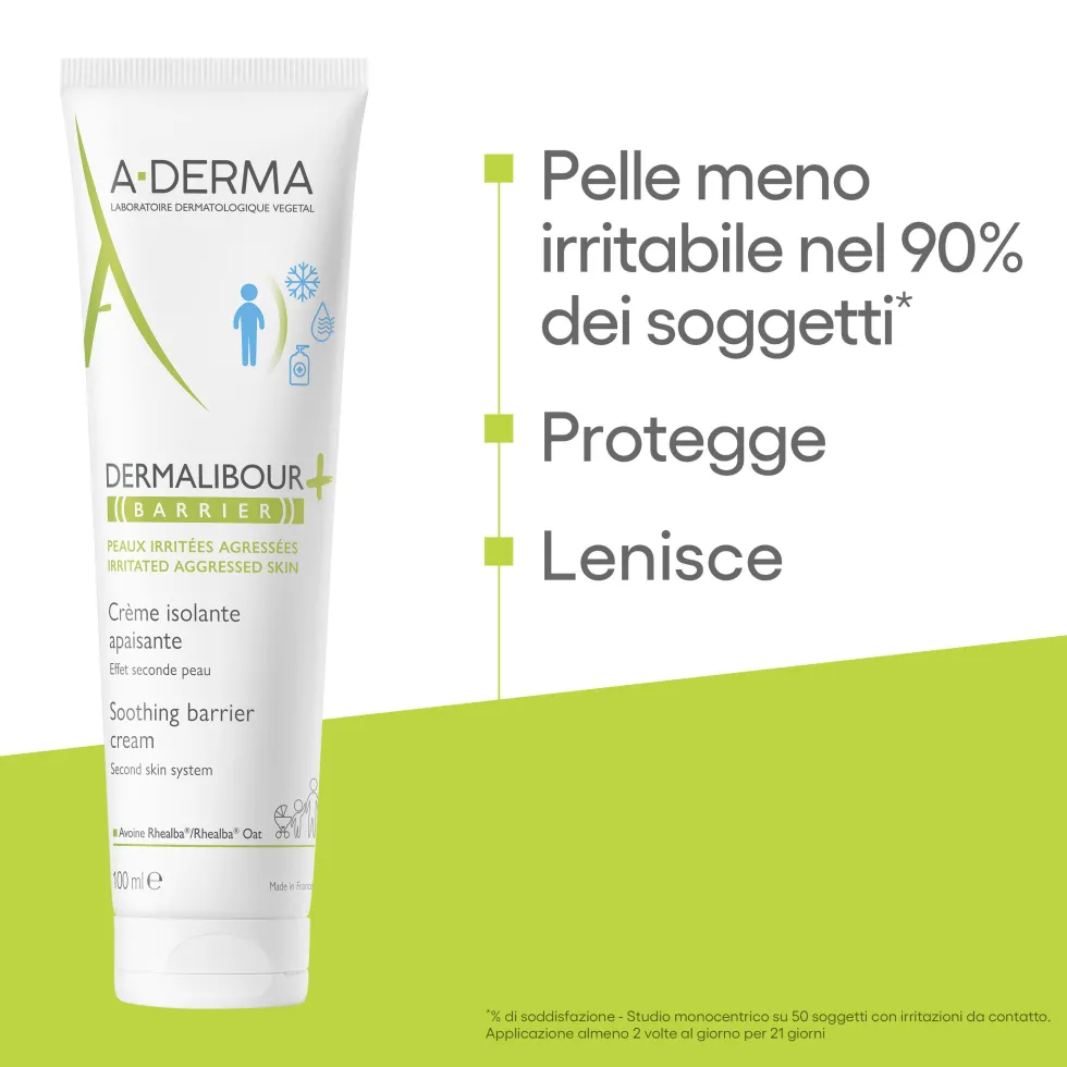 A-Derma Dermalibour+ - Barrier Crema Isolante Lenitiva Viso Corpo Mani Zone Intime, 100ml