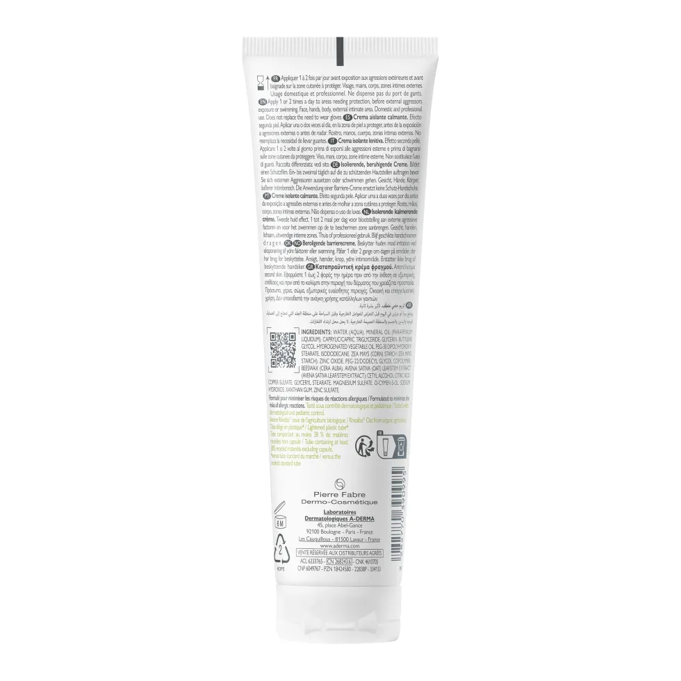 A-Derma Dermalibour+ - Barrier Crema Isolante Lenitiva Viso Corpo Mani Zone Intime, 100ml