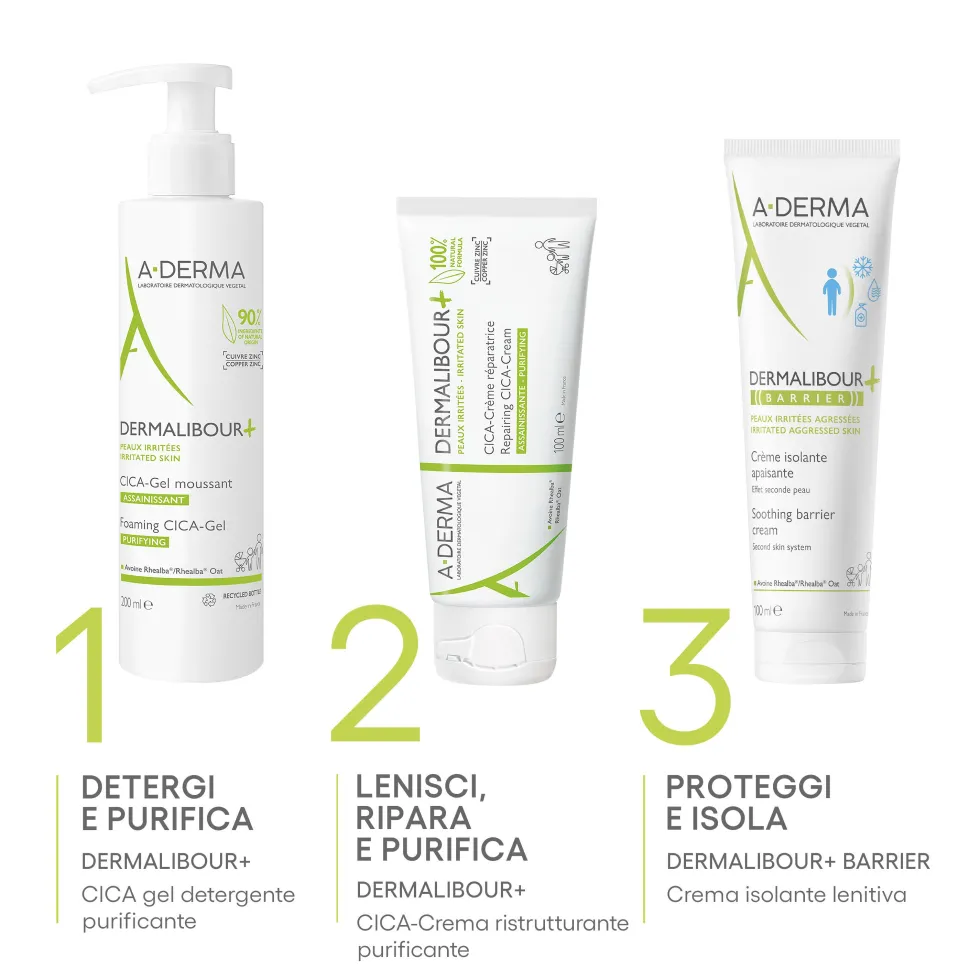 A-Derma Dermalibour+ - Barrier Crema Isolante Lenitiva Viso Corpo Mani Zone Intime, 100ml