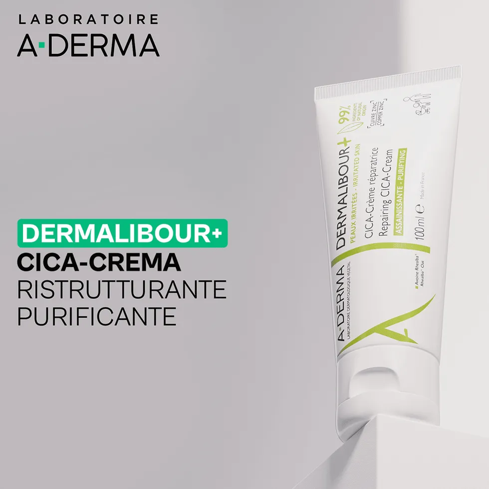 A-Derma Dermalibour+ CICA-Crema Ristrutturante Purificante per Pelle Irritata e Arrossata, 100ml