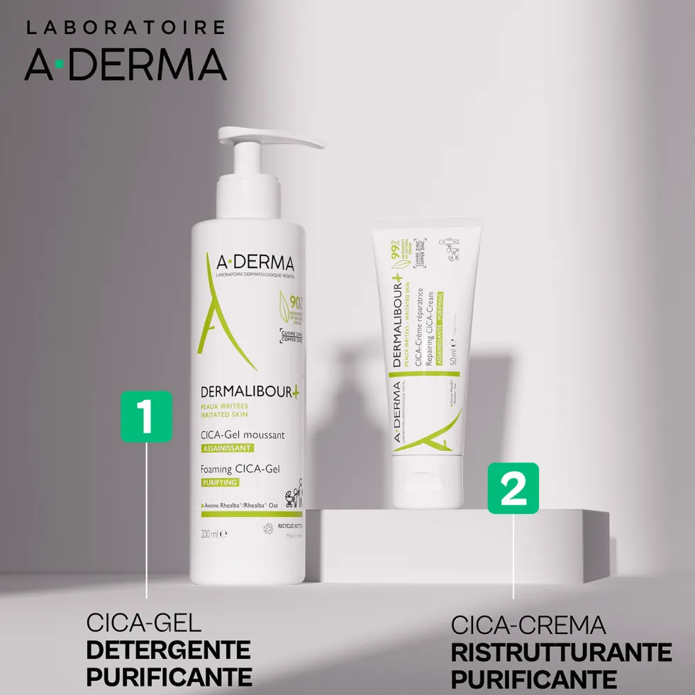 A-Derma Dermalibour+ CICA-Crema Ristrutturante Purificante per Pelle Irritata e Arrossata, 50ml