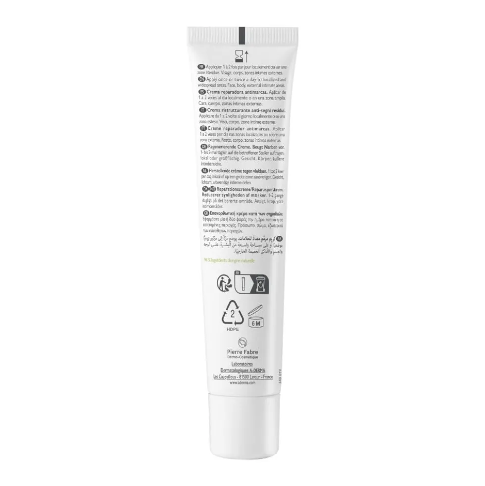 A-Derma Epitheliale - Ultra Repair Crema Ristrutturante Anti-Segni Riparazione Cutanea Lesioni Post-Peeling e Laser con Acido Ialuronico, 40ml