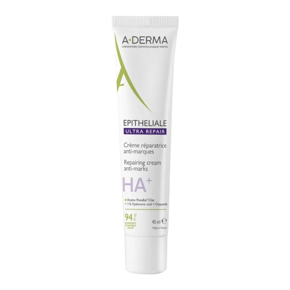 A-Derma Epitheliale - Ultra Repair Crema Ristrutturante Anti-Segni Riparazione Cutanea Lesioni Post-Peeling e Laser con Acido Ialuronico, 40ml