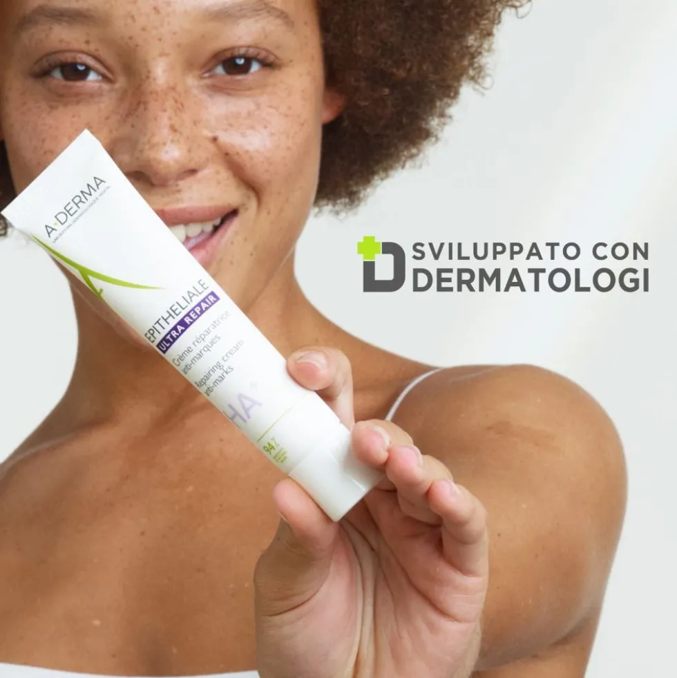 A-Derma Epitheliale - Ultra Repair Crema Ristrutturante Anti-Segni Riparazione Cutanea Lesioni Post-Peeling e Laser con Acido Ialuronico, 40ml