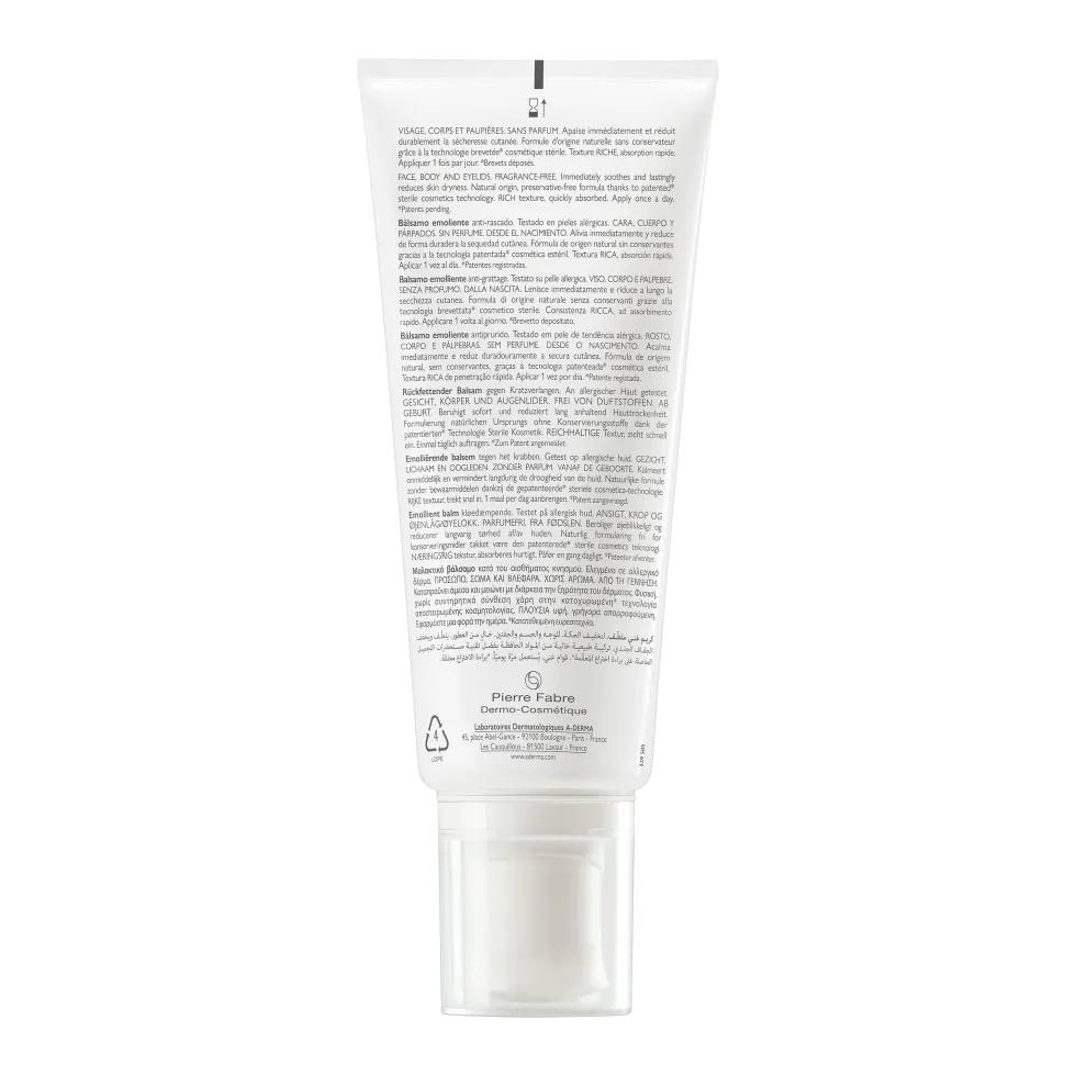 A-Derma Exomega - Allergo Balsamo Emolliente Cosmetico Sterile per Pelle Secca a Tendenza Atopica Pelle Allergica, 200ml
