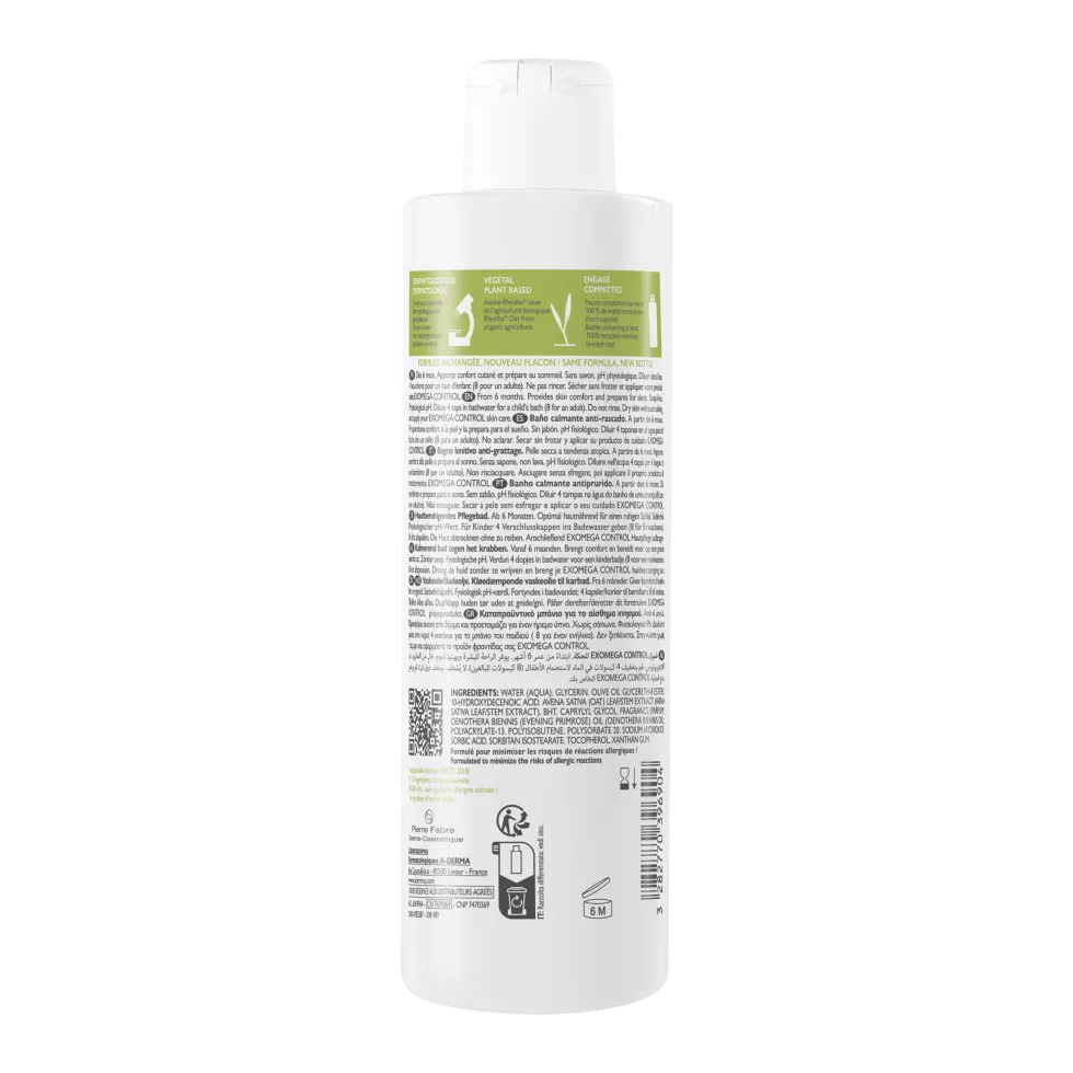A-Derma Exomega Control - Bagno Lenitivo Anti-Grattage per Pelle Secca a Tendenza Atopica Prurito, 200ml