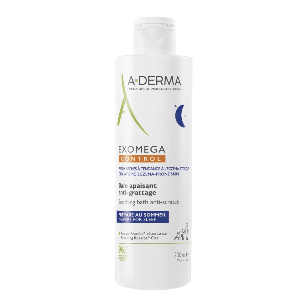 A-Derma Exomega Control - Bagno Lenitivo Anti-Grattage per Pelle Secca a Tendenza Atopica Prurito, 200ml