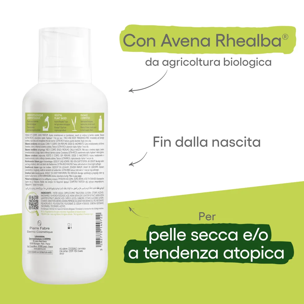 A-Derma Exomega Control - Balsamo Emolliente Cosmetico Sterile, 400ml