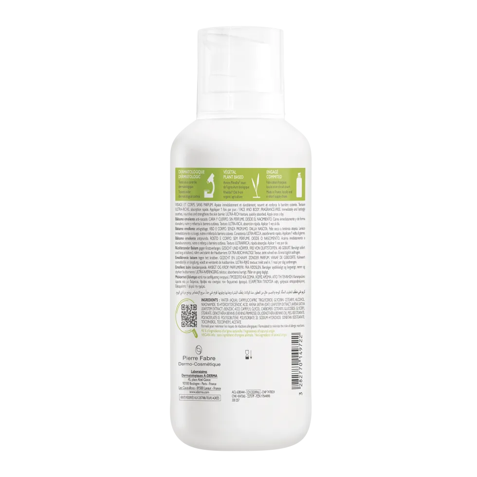 A-Derma Exomega Control - Balsamo Emolliente Cosmetico Sterile, 400ml