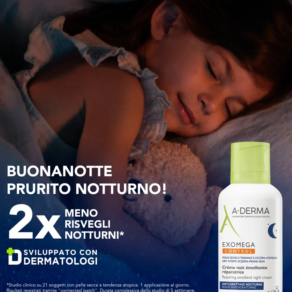 A-Derma Exomega Control - Crema Notte Emolliente Ristrutturante per Pelle Secca a Tendenza Atopica Prurito Notturno, 400ml