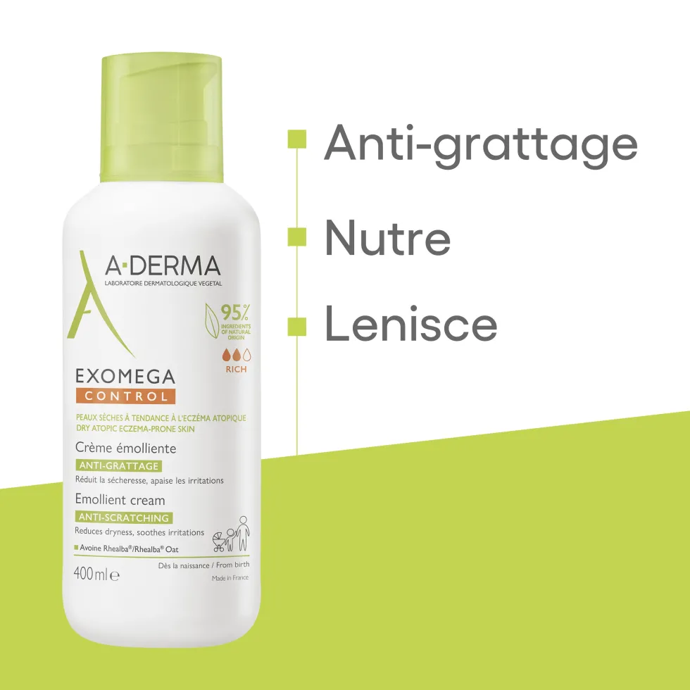 A-Derma Exomega Control - Crema Emolliente Pelle Secca Tendenza Atopica, 400ml